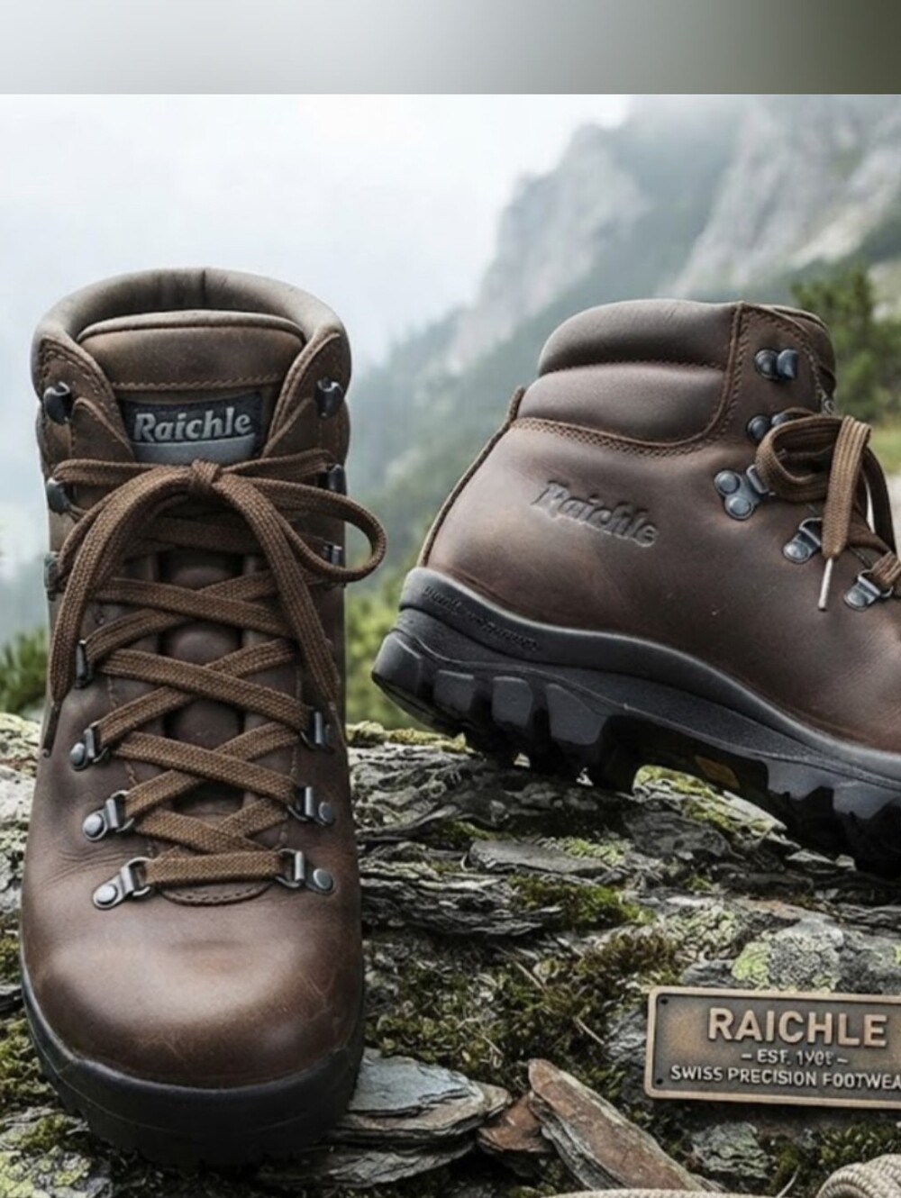 Raichle Vintage Swiss Leather Hiking Boots Women's US 7 / EU 5.5 Wide (H)